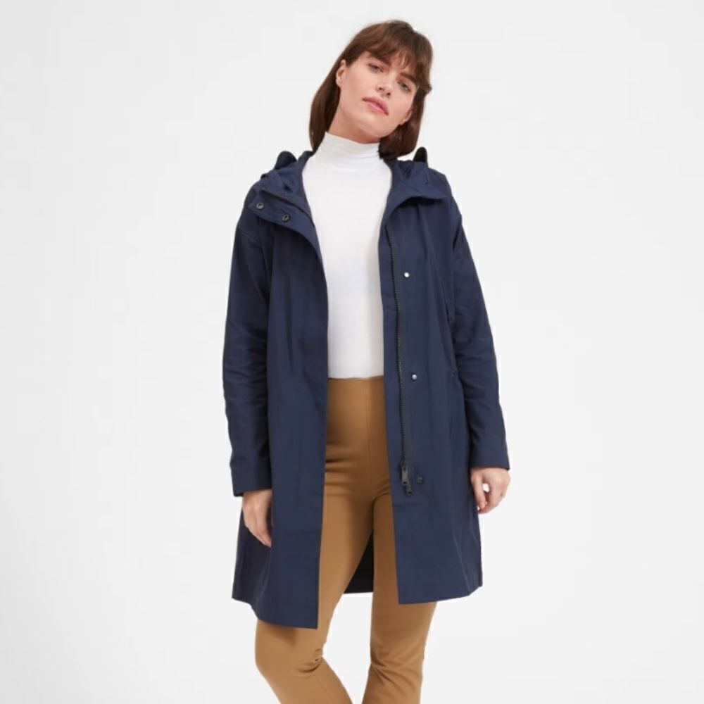 Everlane Navy Blue Hooded Raincoat